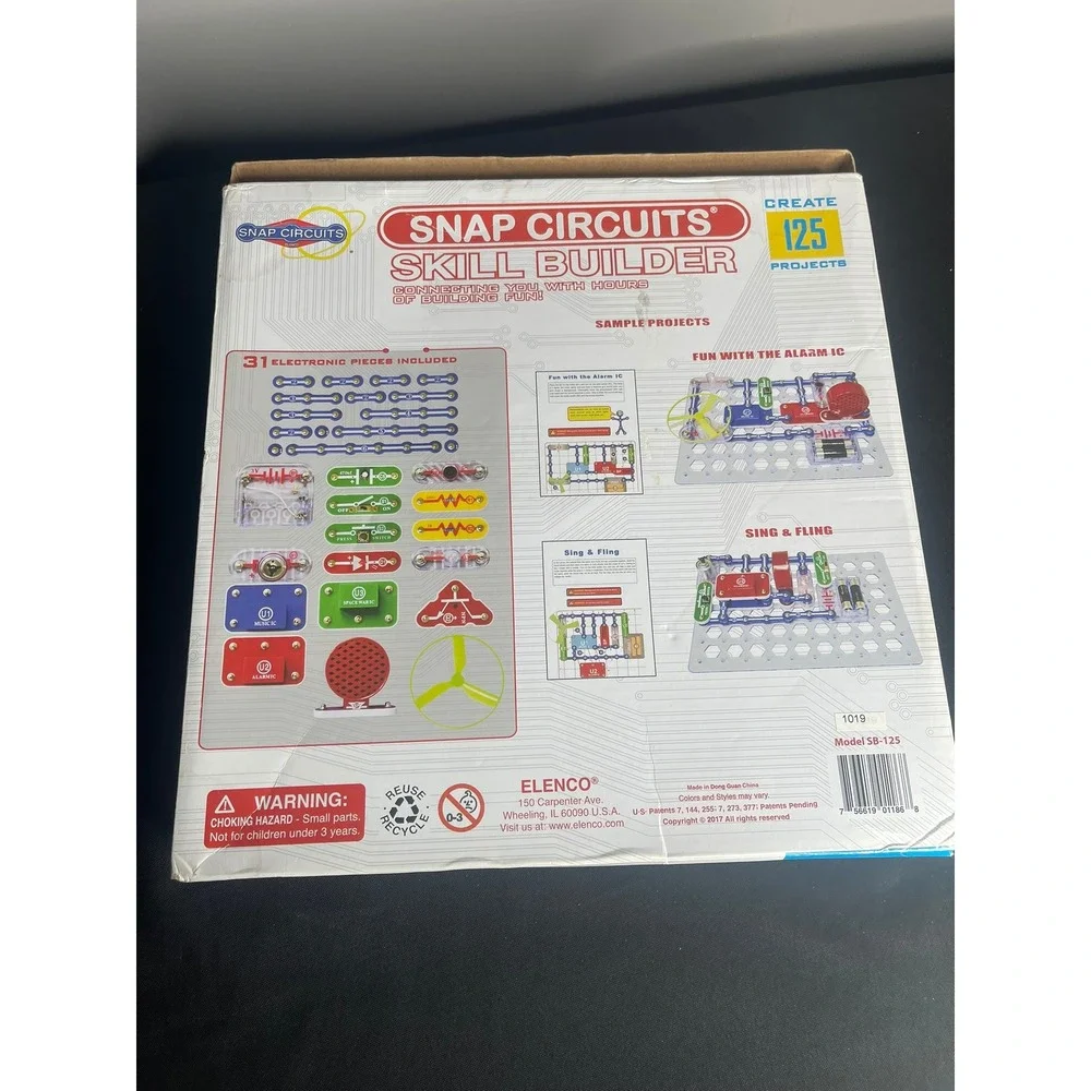 Elenco Snap Circuits Skill Builder SB-125 Electronics STEM Kit 125 Projects 31pc